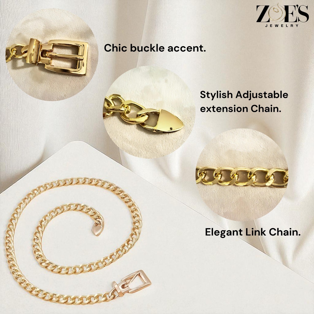 Lightweight Buckle Metal Waist Chain Link Belt Luxury For Women Gold