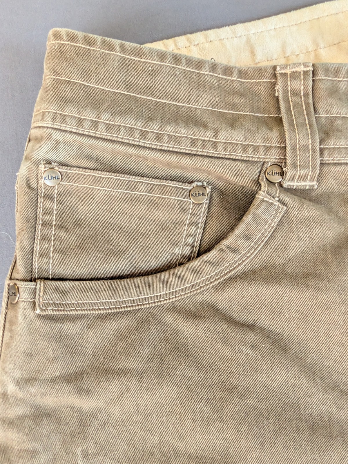 KUHL Flannel Lined Hot Ryder Pants Mens 32×32 Vintage Patina Dye Dark Khaki
