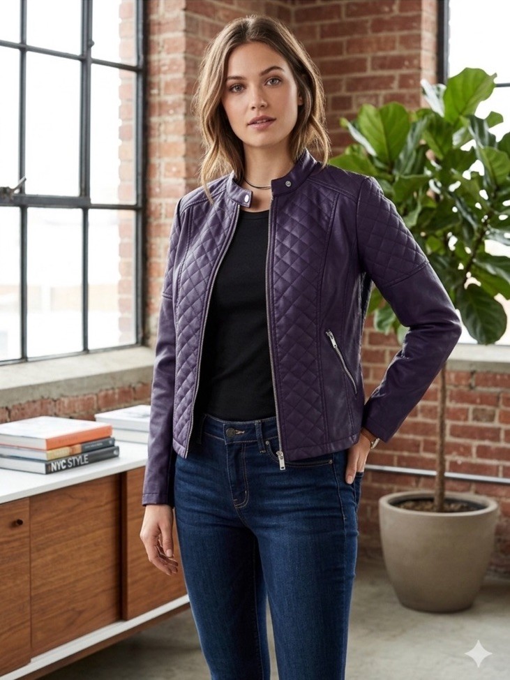New York & Company Purple Faux Leather Moto Jacket Size S NWT 155.00