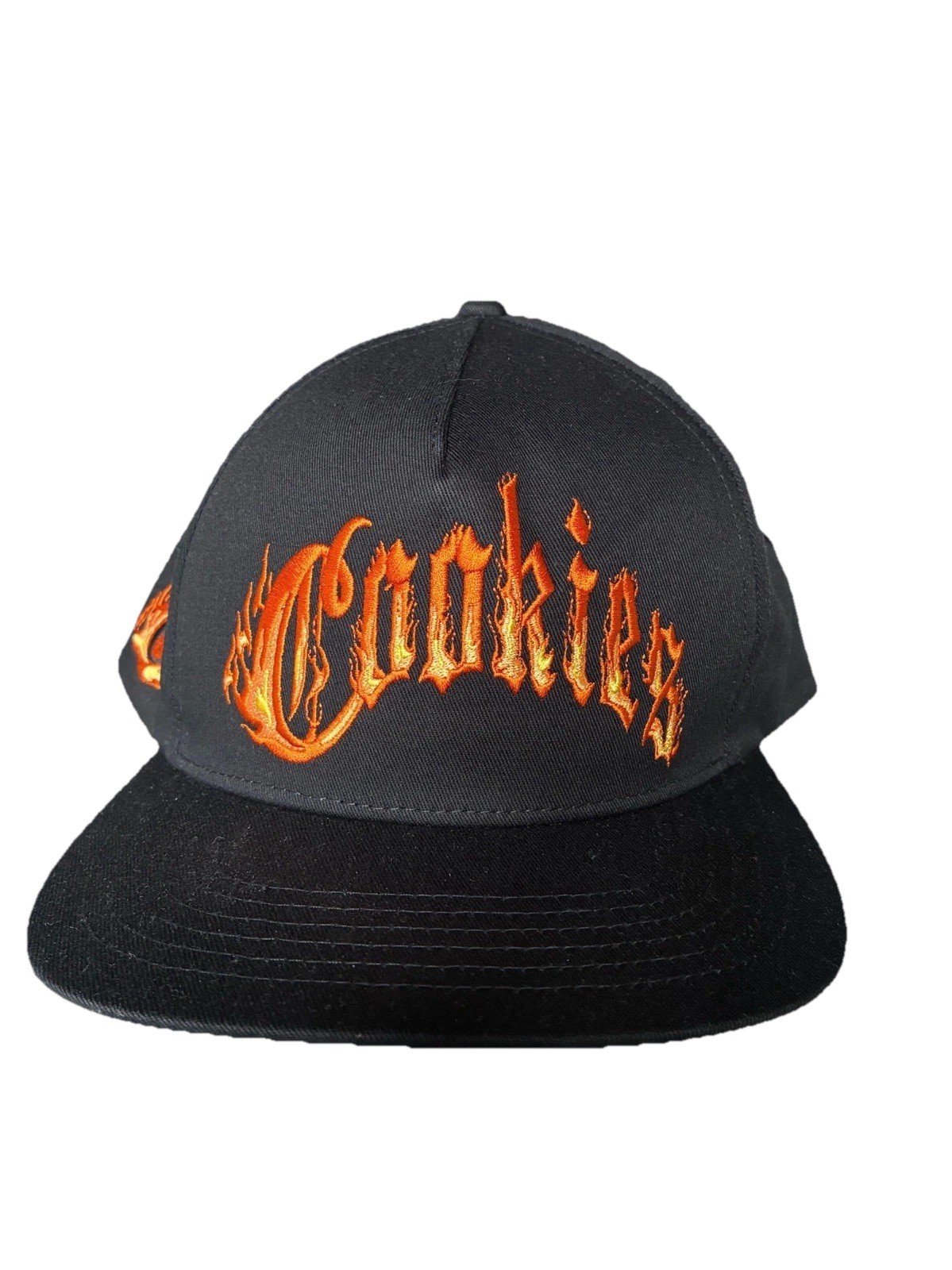 Cookies World On Fire Snapback Hat Black Flame Logo Adjustable Cap Zumiez NWT