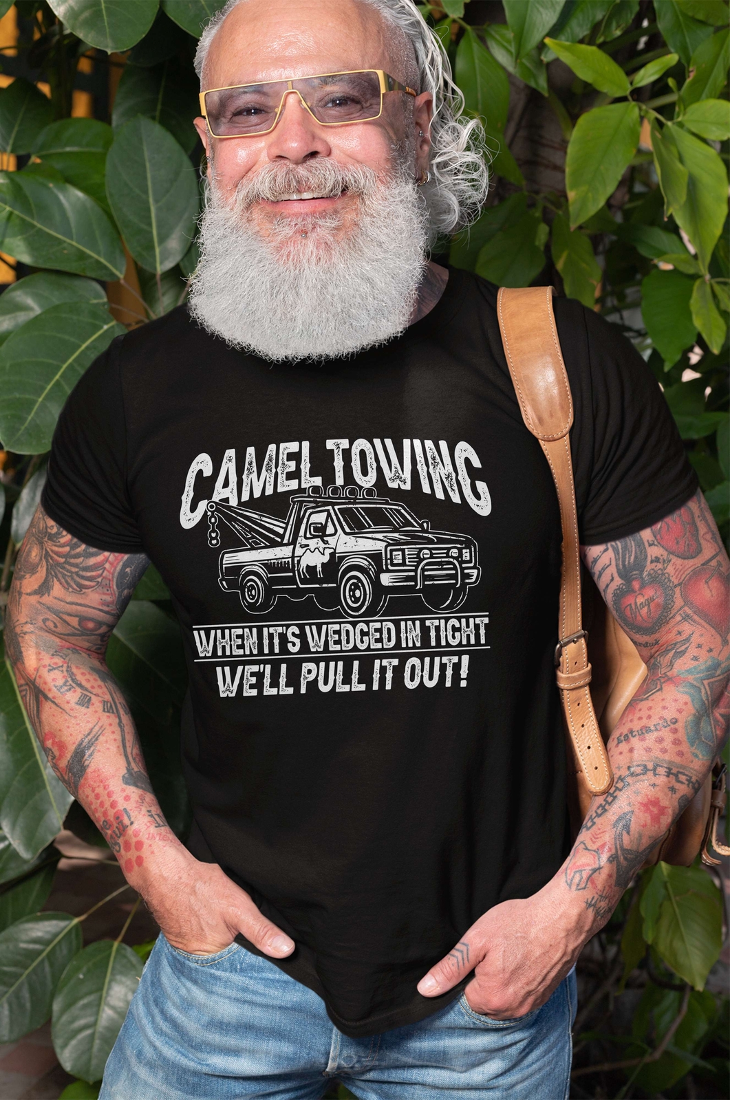 Men’s Funny Camel towing T-shirt double meaning innapropriate tee shirt