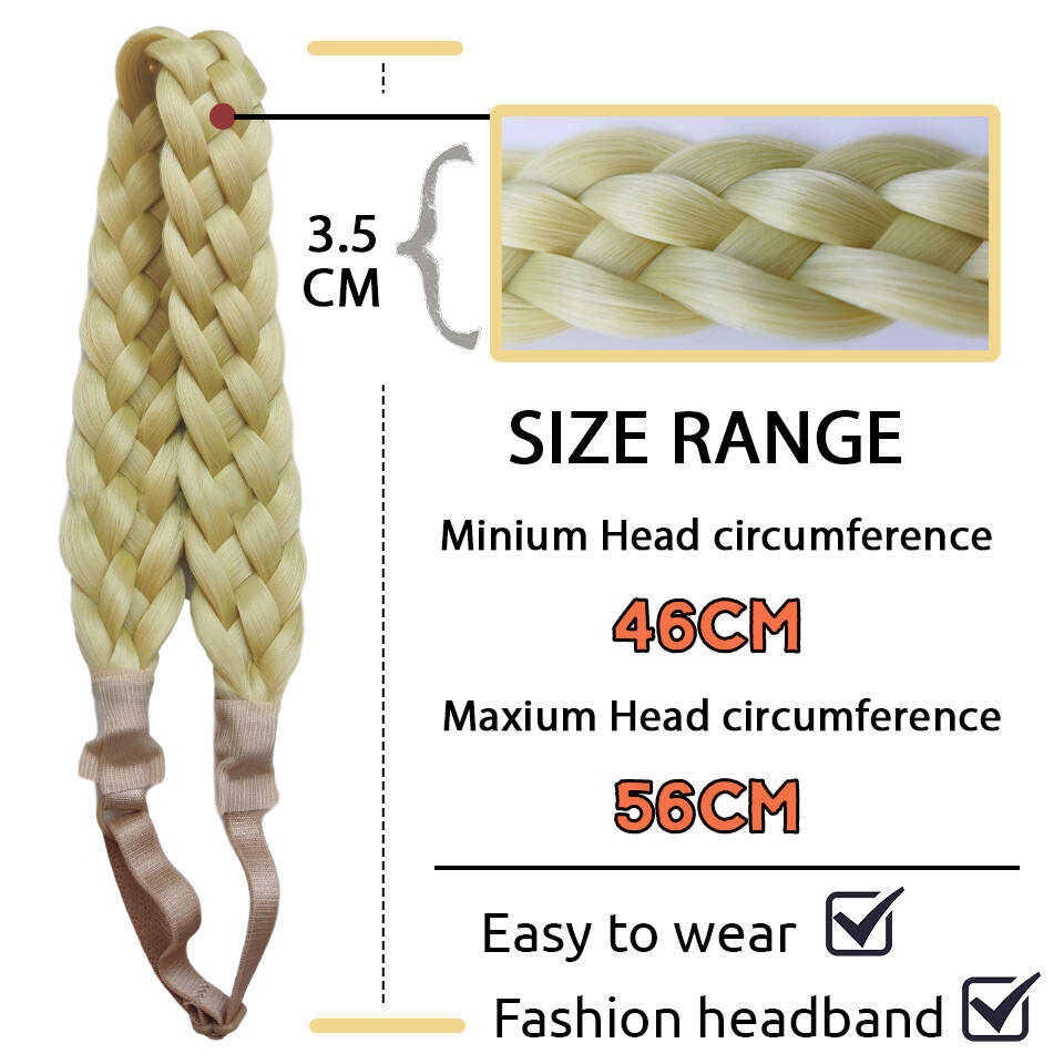 Natural Hair Band Plaited Headband Braided & Elastic Band Hair Extensions