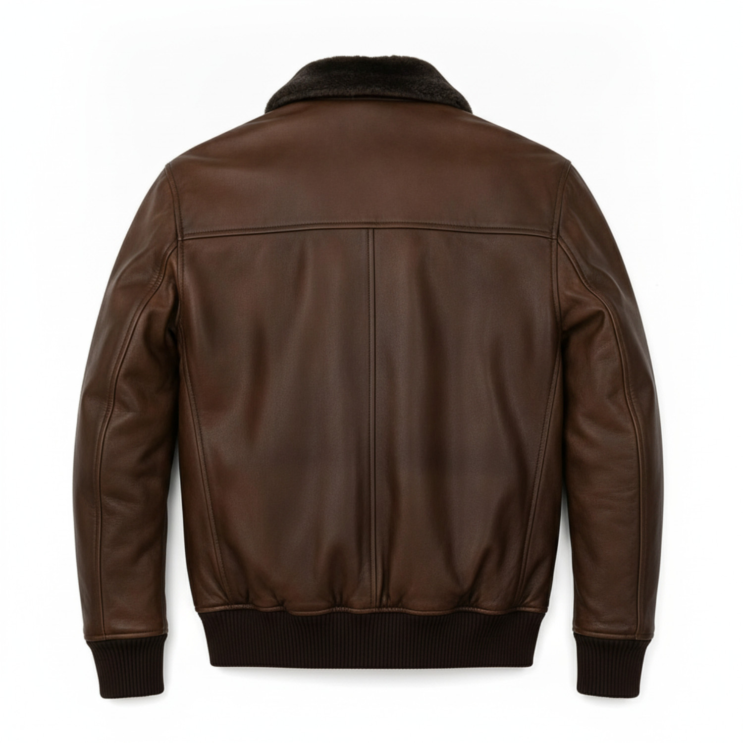 Mens Brown Real Leather Bomber Jacket G-1 Flight Pilot Winter Coat Fur Collar