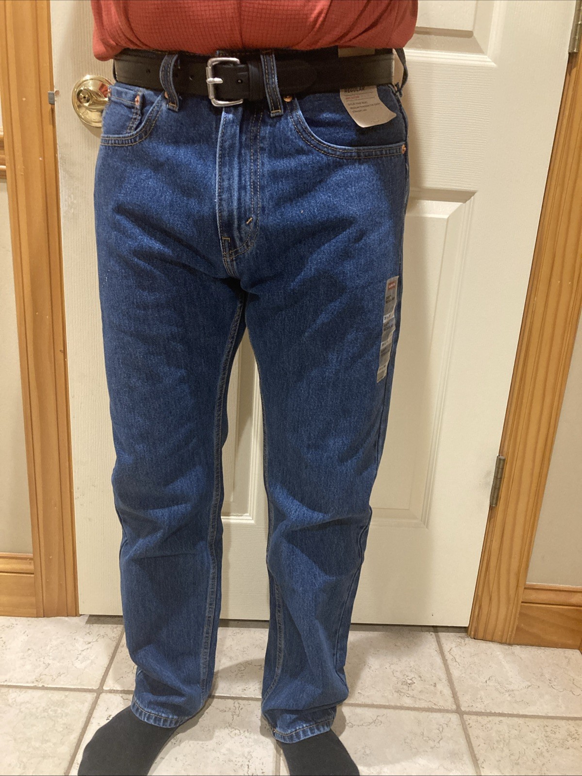 Mens SIZE 31W 30L Levi’s 505 Dark Stonewash Regular Fit Straight Leg 100% Jeans