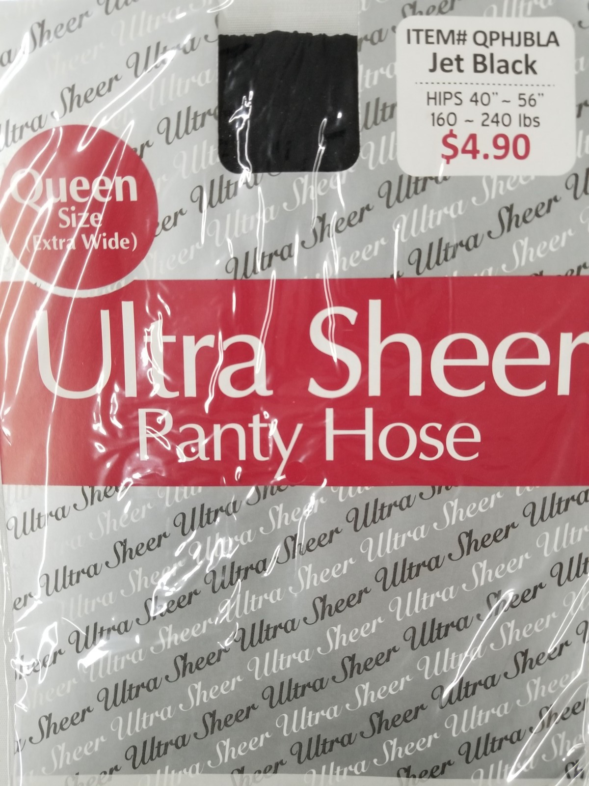 6 Packs Ultra Sheer Pantyhose 100% Nylon Stocking Queen Size Jet Black