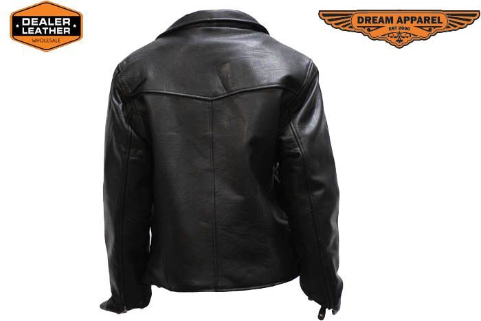Premium Black Women Classic Fit Motorcycle Leather Soft Quilted Belted Jacket
