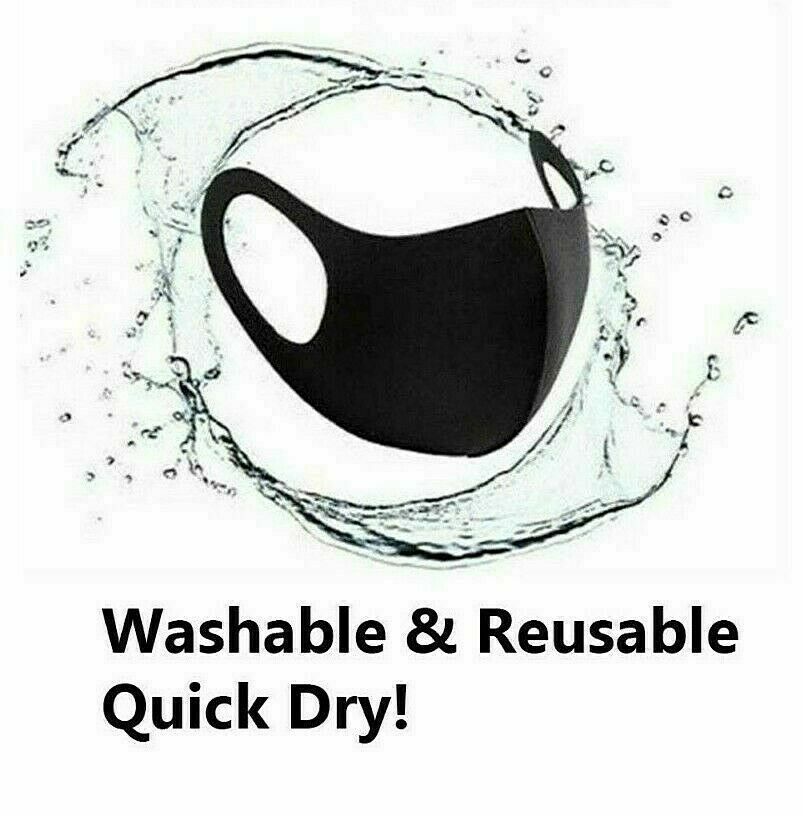 5/10 Washable & Reusable Fashion Face Black Mask (Unisex)