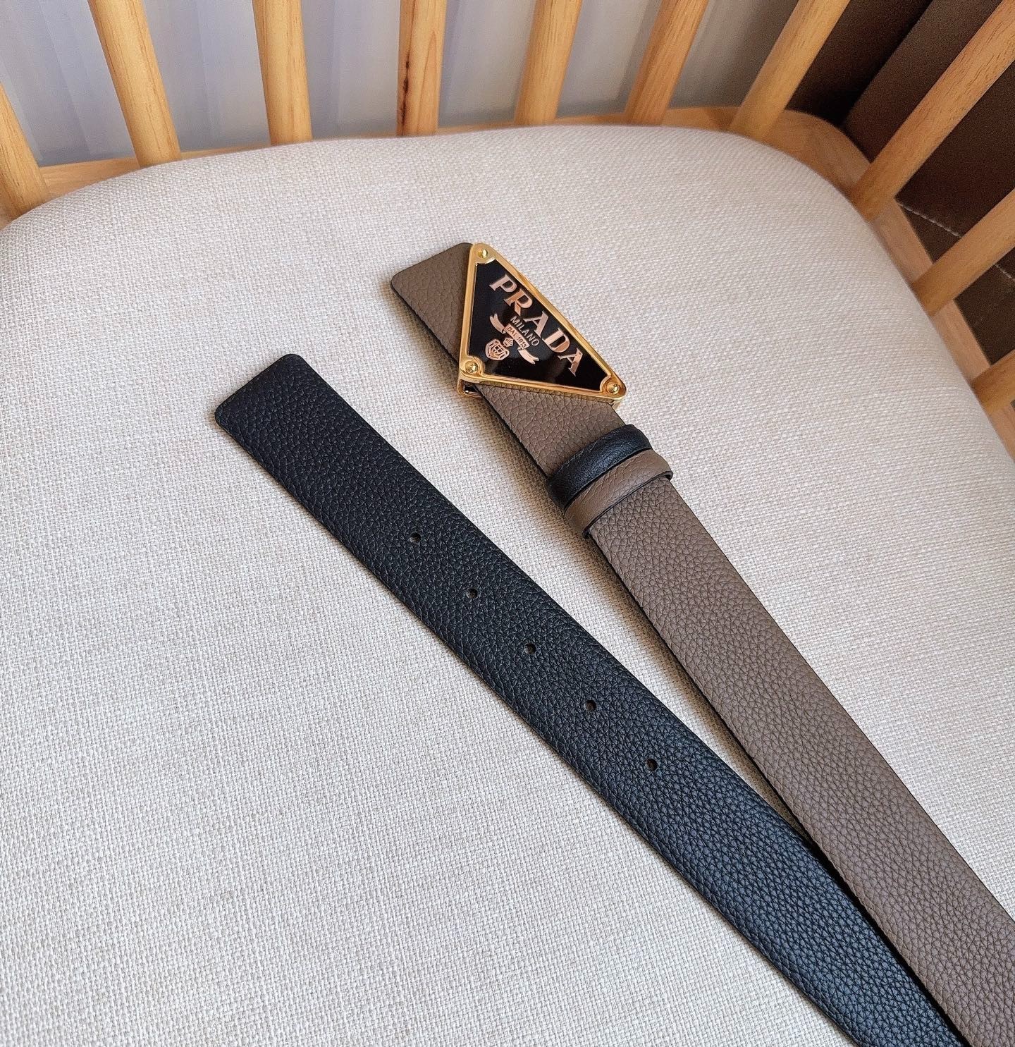 Prada men’s leather belt in Black/Brown