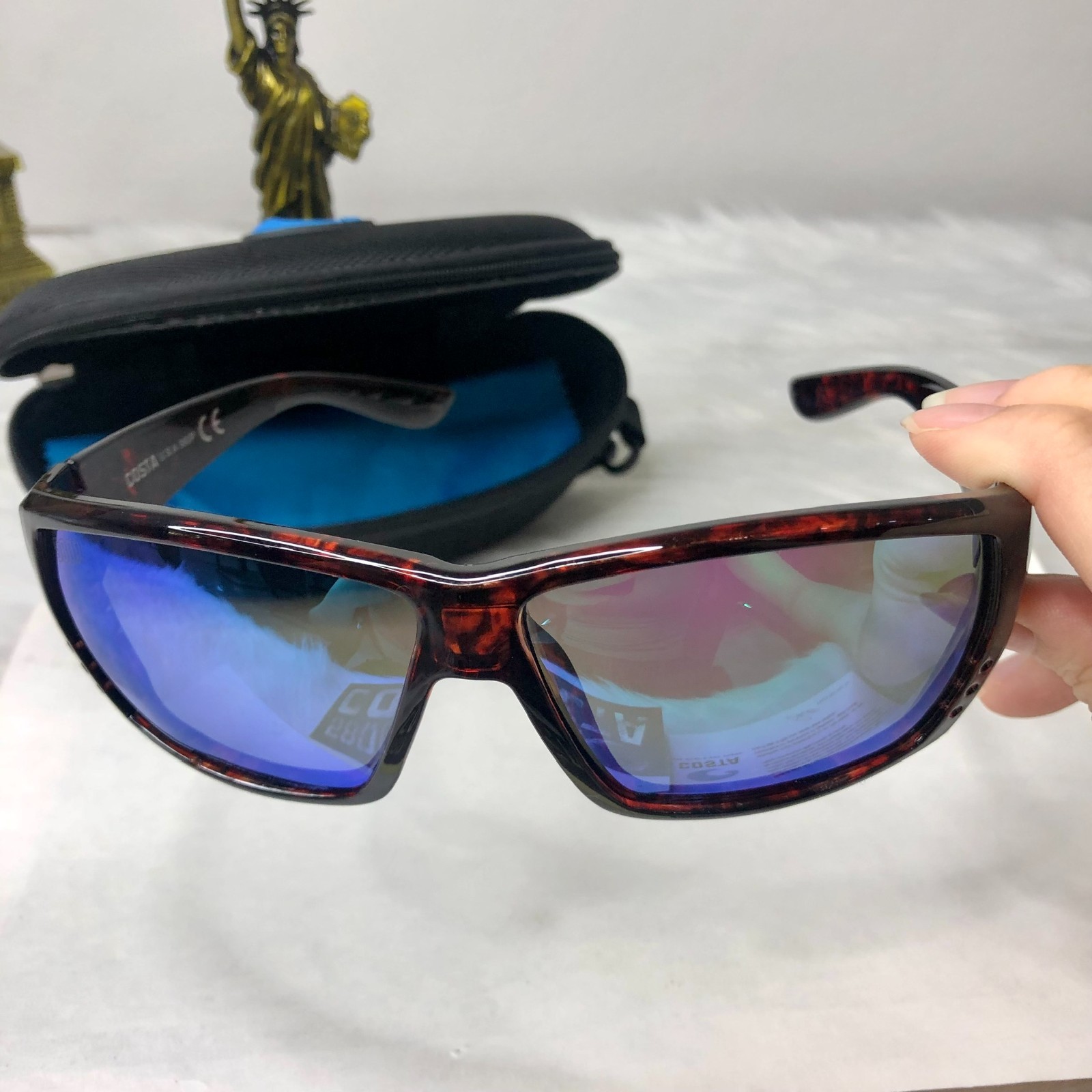 NEW Costa Del Mar Fantail Polarized Sunglasses Tortoise Blue Mirror 580P UV400