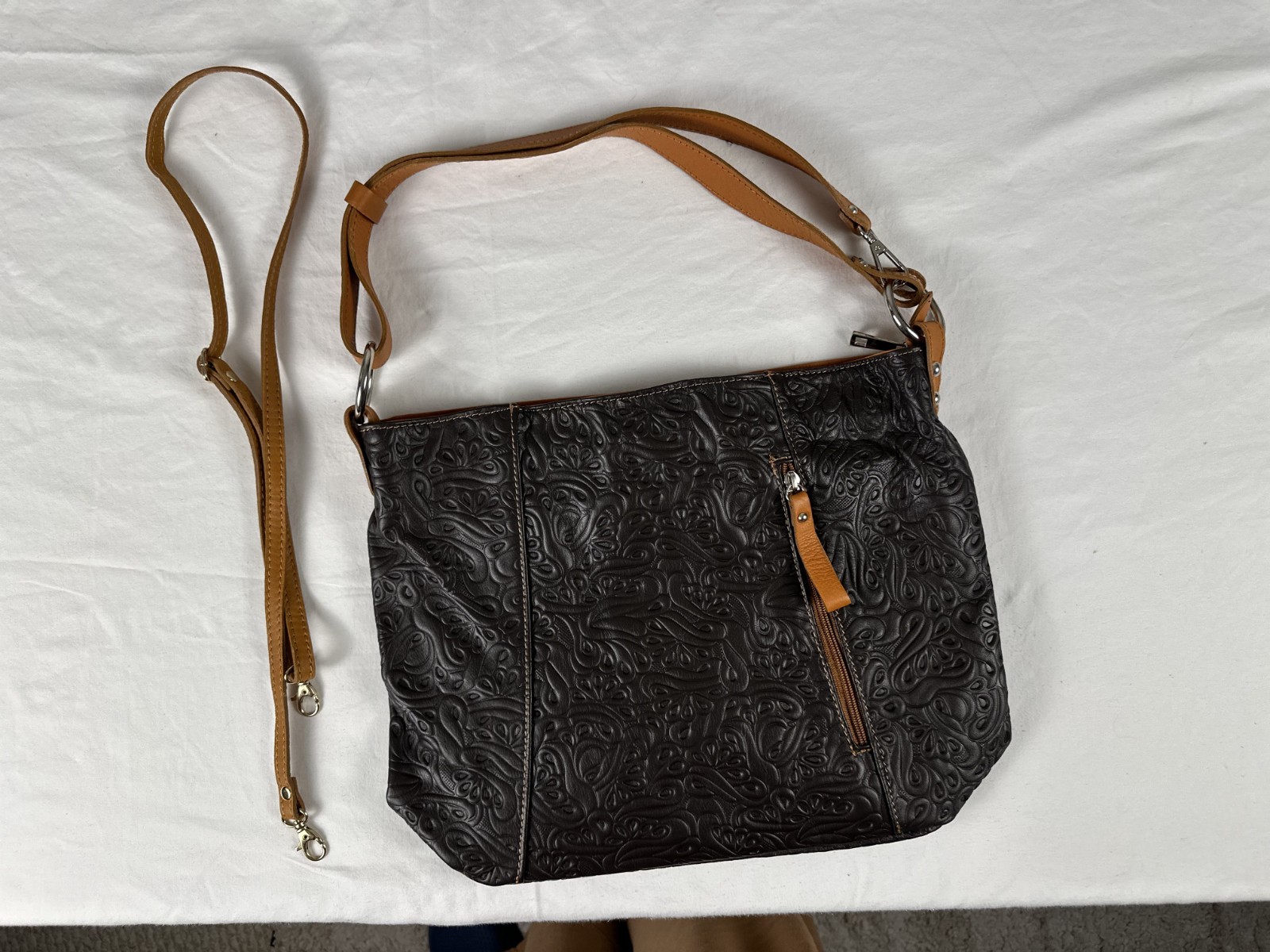 Made in Italy Brown Leather Shoulder Bag Distressed Leather Large Tote Purse