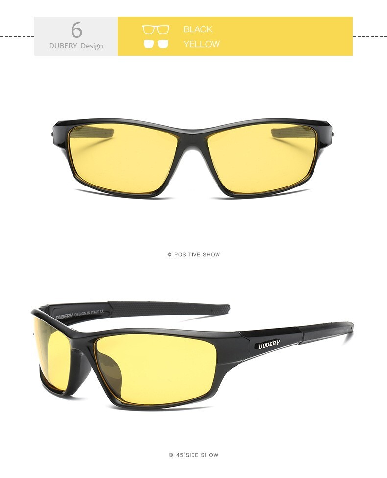 DUBERY Polarized Night Vision Sunglasses Men Wome Sports Driving Glasses Outdoor