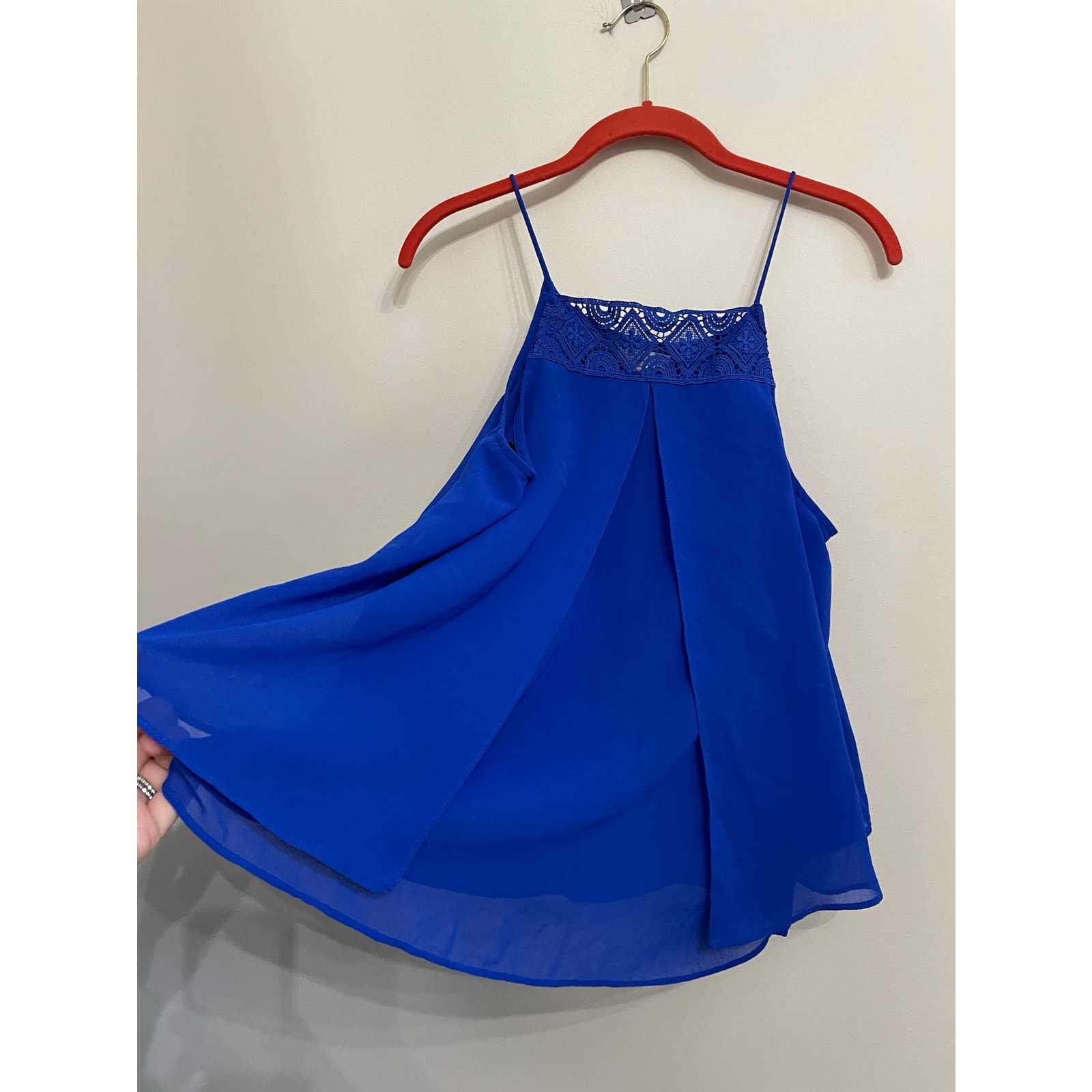 Blue Flowy Tank Chiffon Layers SZ M Womens E Hanger M Bright Royal