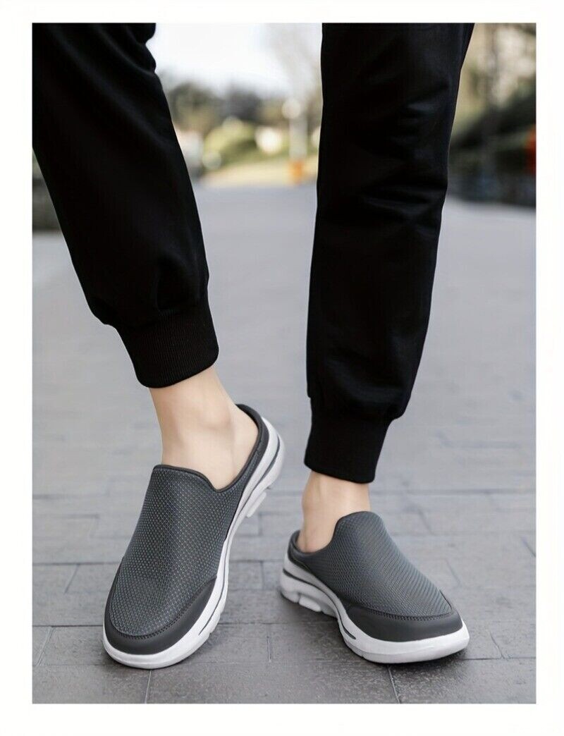 Men’s Slip-on Mules Half Sneakers Casual Walking Shoes Outdoor Backless Sneakers
