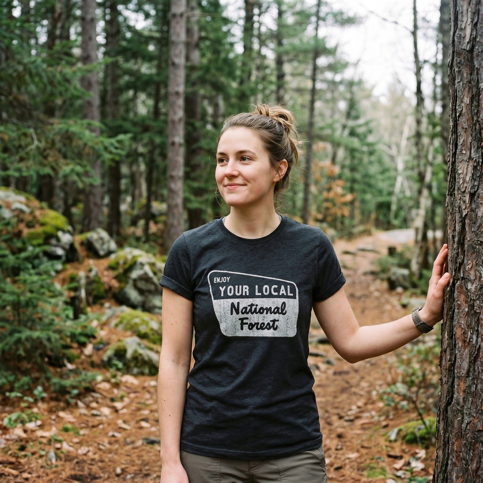 Womens Enjoy Your National Forest Funny Outdoor Vintage Camping Mountains T