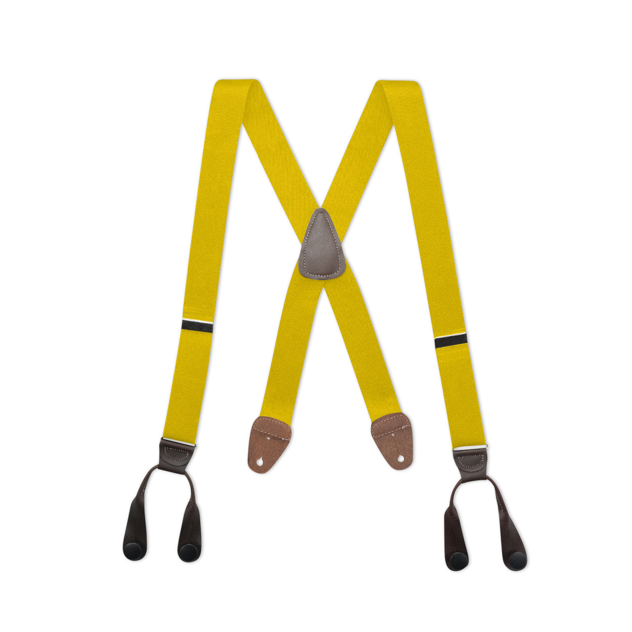 Men’s X Style Button On Suspenders in 1 1/4″ with Leather, USA Made