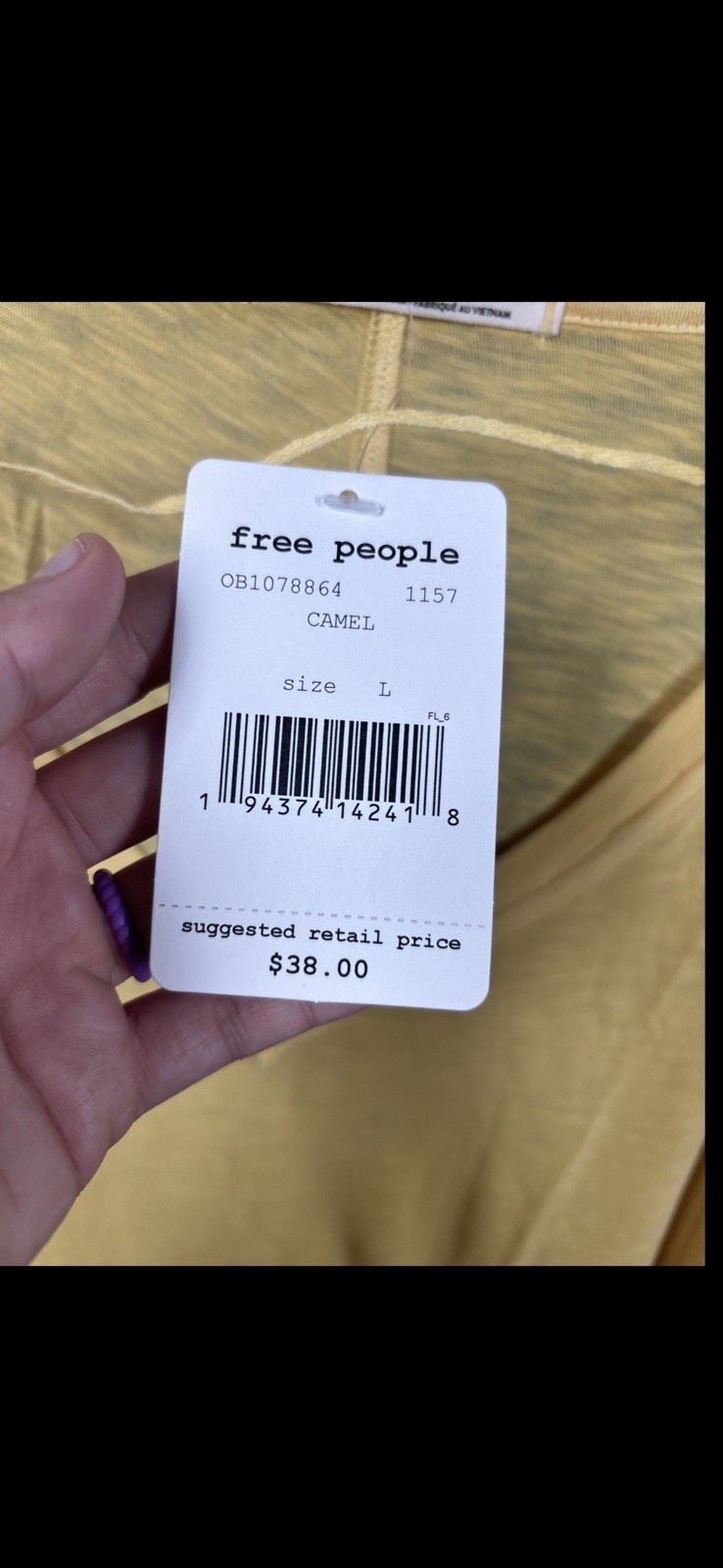 NEW Free People Women’s On My Mind V-Neck Long Sleeve Shirt Camel/Yellow Size M