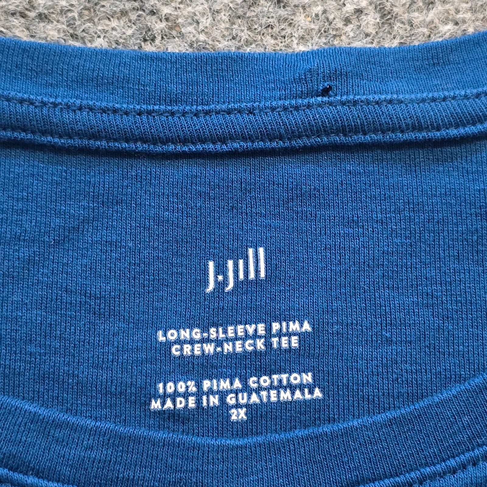 J Jill Top Women Size 2X Blue Pima Cotton Long Sleeve Crew Neck Tee Casual Basic