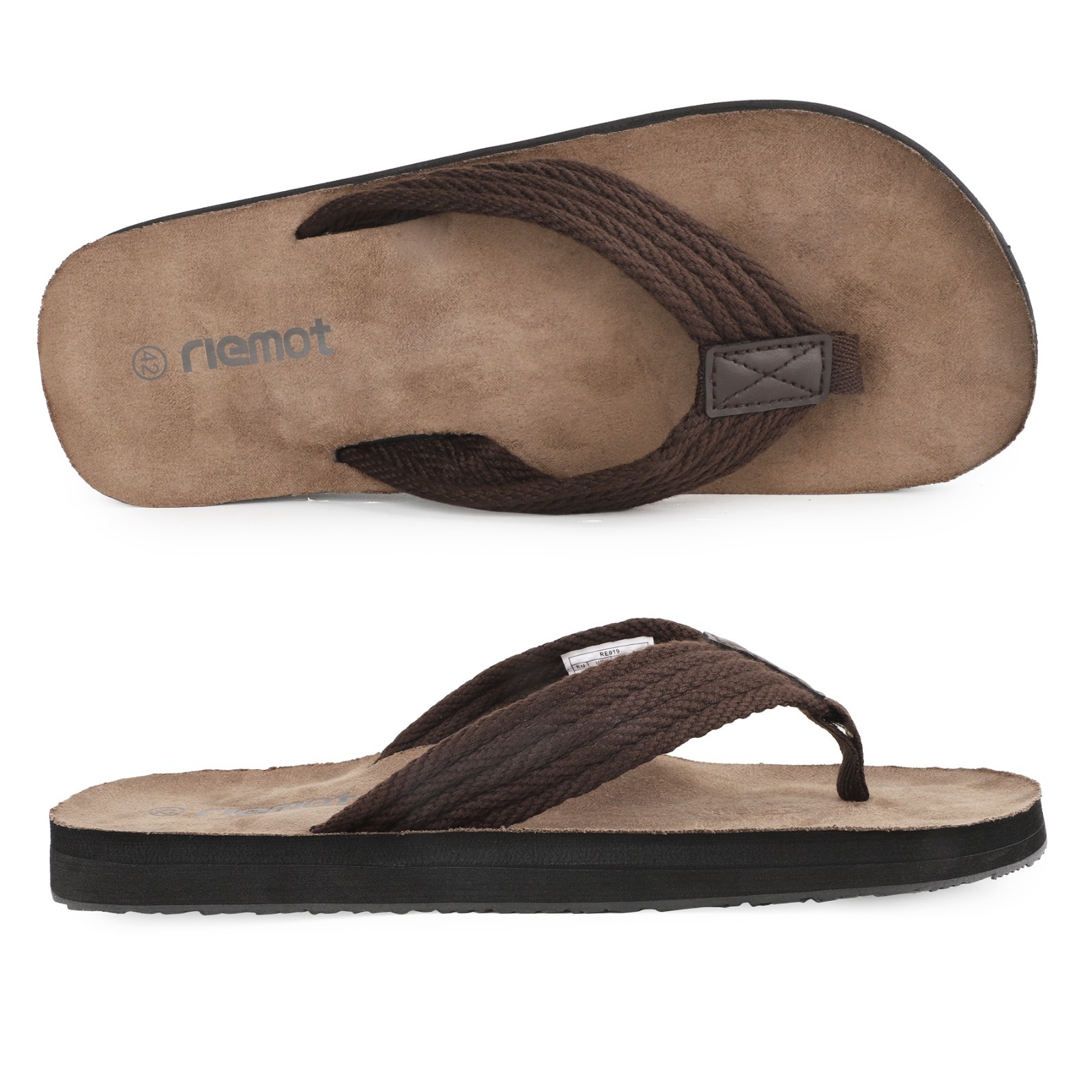 riemot Men’s Thongs Arch Support Flip Flops Beach Sandals Lightweight Comfort T