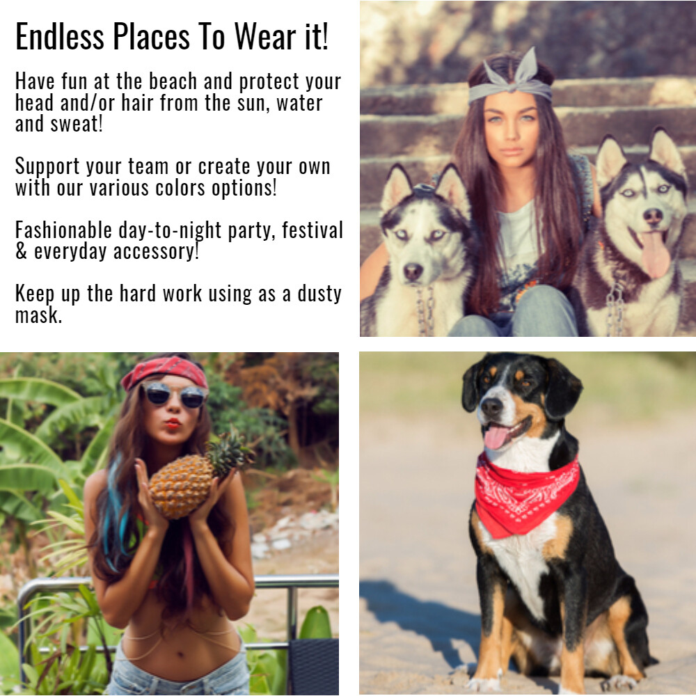 Solid 100% Cotton Unisex Bandana