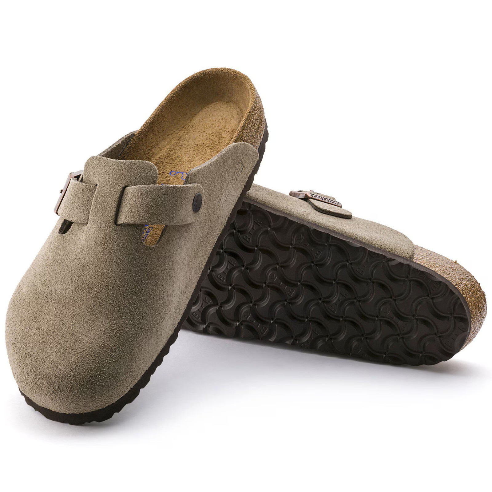 Birkenstock Boston Soft Footbed Taupe Suede Leather Unisex Shoes Clogs EU37-45