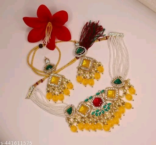 Indian Bollywood Gold Plated Kundan Choker Bridal Necklace Earrings Jewelry Set