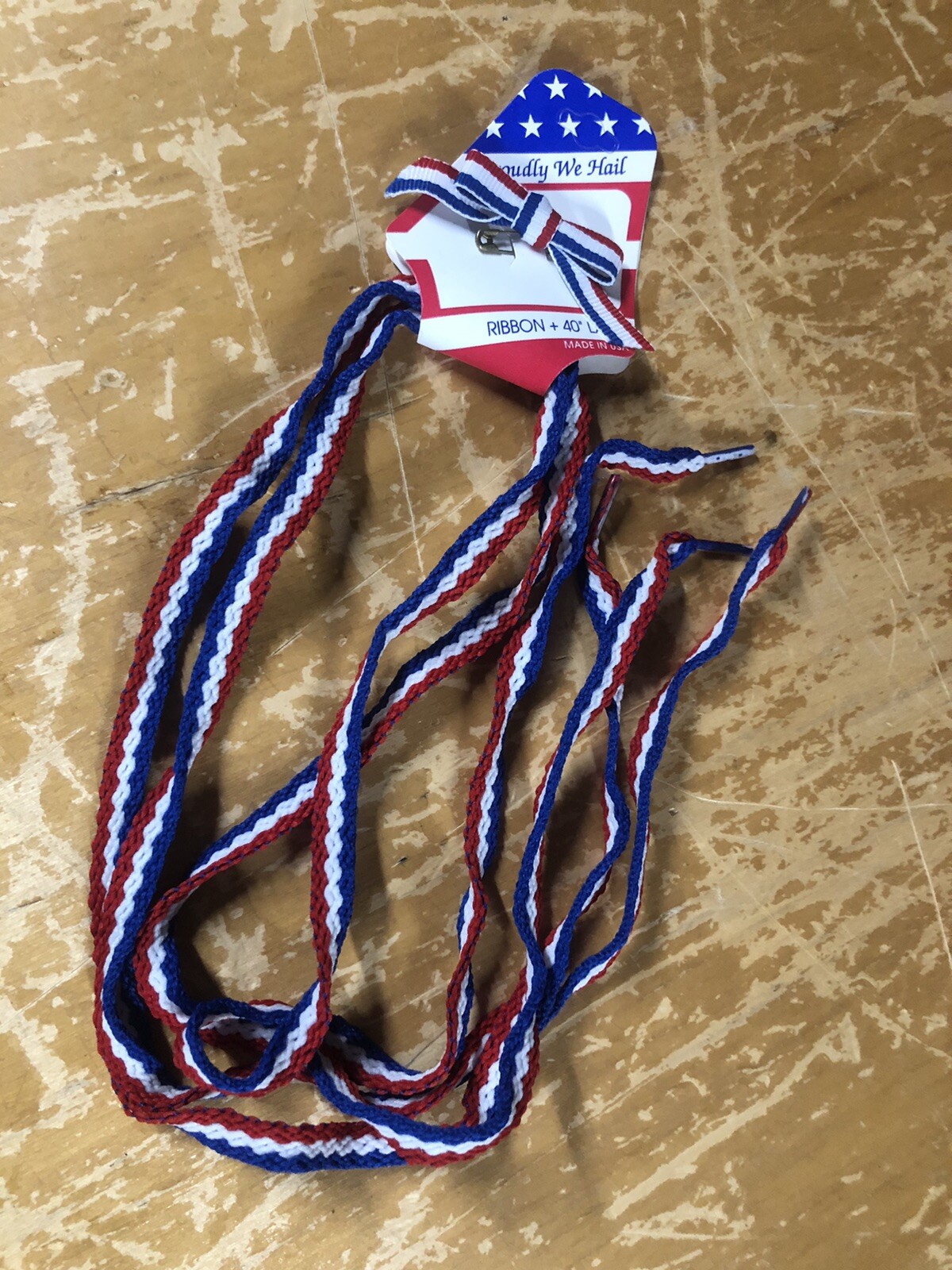 1 Pair Vtg USA Red White & Blue Stripe Shoe Laces Strings 40” Patriotic Shoelace