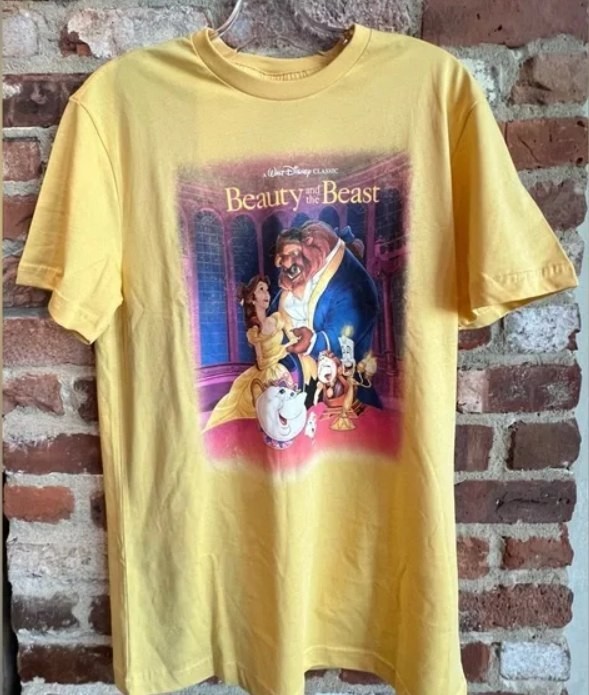 Disney Parks Beauty and the Beast Movie Poster Yellow Adult T-Shirt