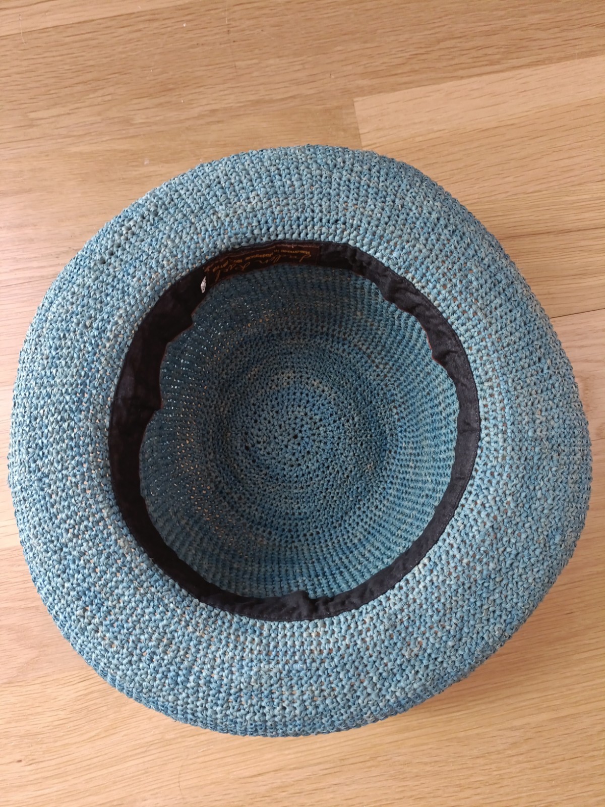 Jaden Rael Handmade Madagascar 100% Rafia Hat Medium Size Teal Classy Church