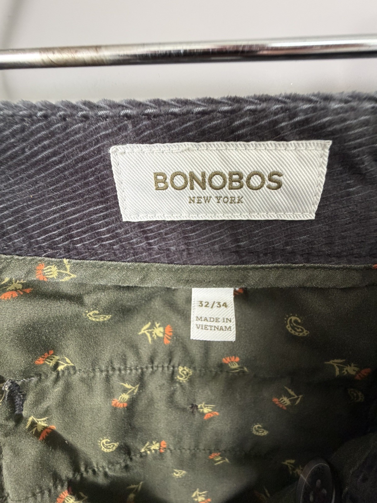 Bonobos Slim Fit Corduroy Chino Pants 32×34 – Phantom Grey Stretch