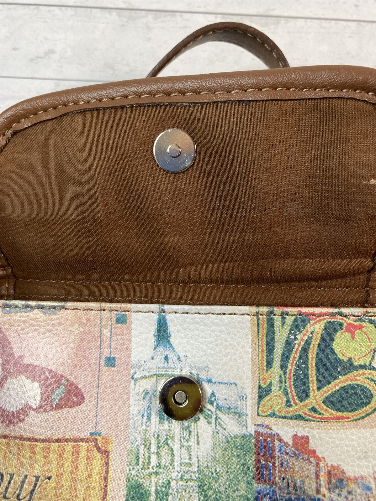 Relic Crossbody Purse Paris Theme Multicolor 8 X 8.5 Inches