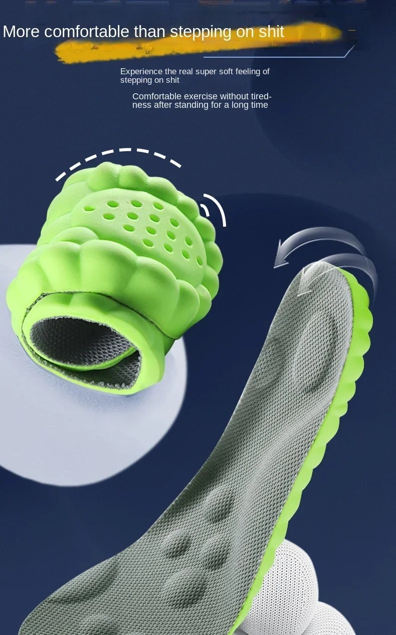Orthopedic Arch Support Insoles 4D Massage Soft Latex Sports Running Shoe Insert