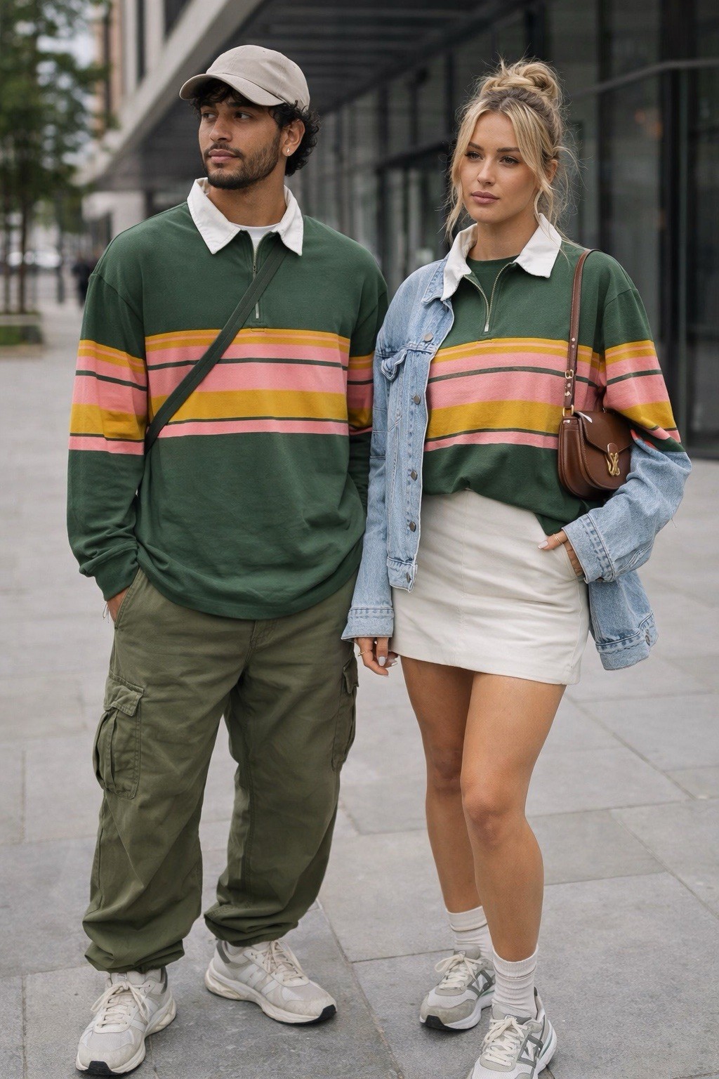 Urban Outfitters Rugby Shirt Mens M Green Striped Long Sleeve Polo As Seen On TV