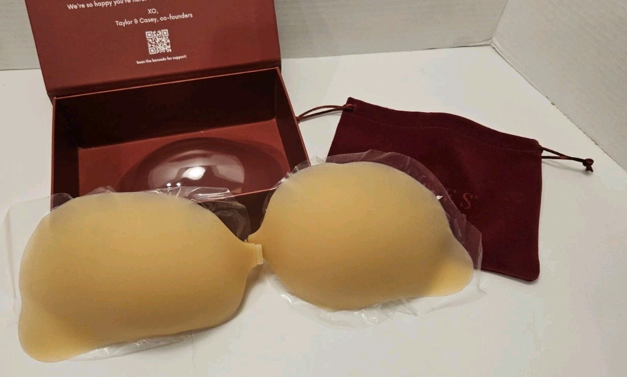 CAKES body Beige Silicone Stick-On Strapless Bra Cups Full Coverage, Reusable