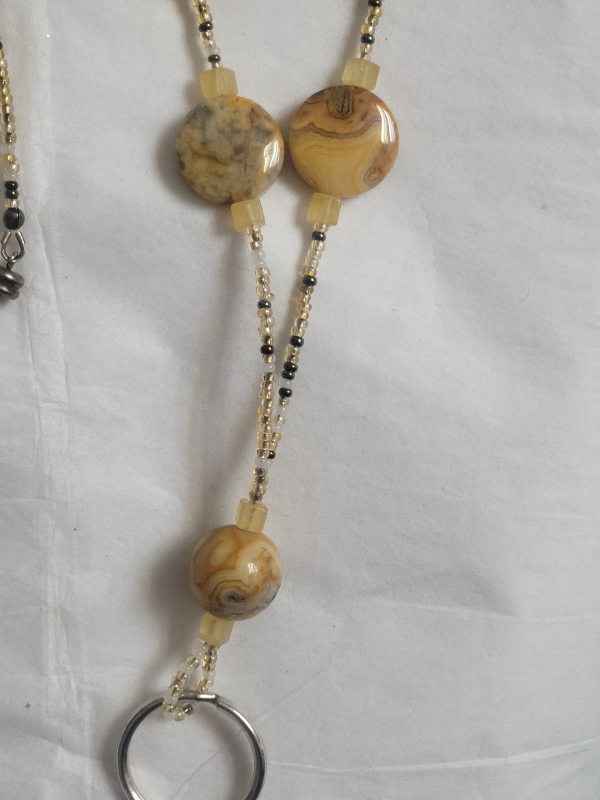GOLDFISH GLASS BEADED REAL ROCK nurse, teacher, cruise, Lanyard card key holder