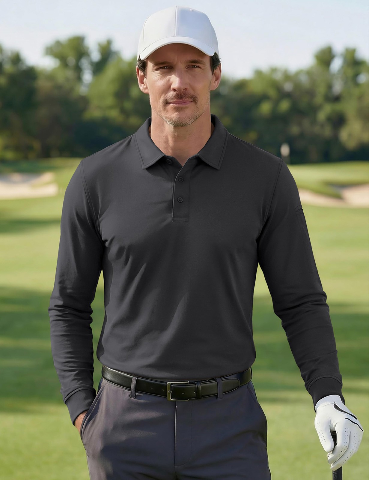 Men’s Golf Polo Shirts Long Sleeve Quick Dry Performance Casual Work Sport T US