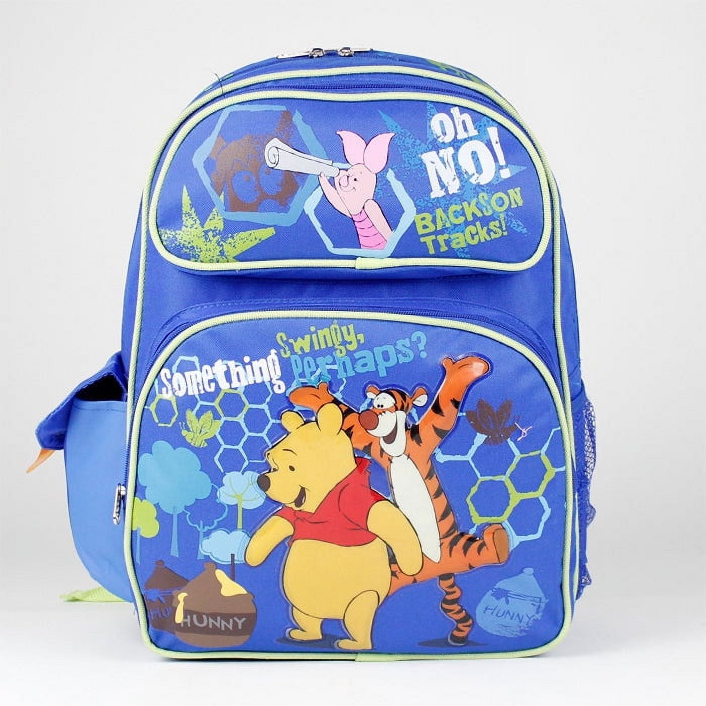 Large Backpack – Disney – Winnie the Pooh Tigger Piglet Blue 16″ School Bag NEW
