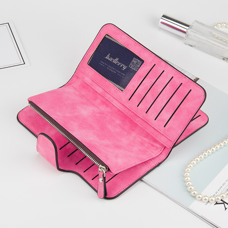 Fashion Leather Women Wallets ID Card Holder Clutch Bag Zipper Pocket Hasp Purse