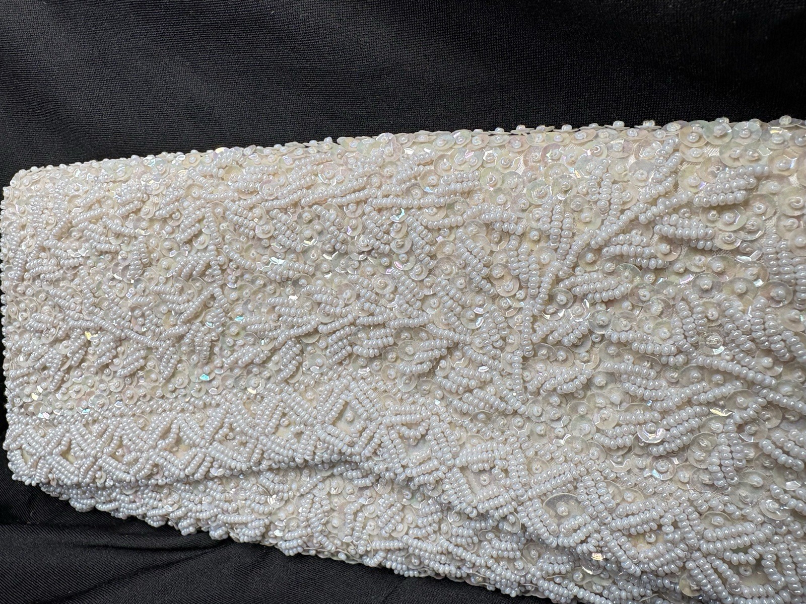 Vintage La Regale Ltd Hand Beaded Ivory Clutch Hong Kong Wedding Evening Bag