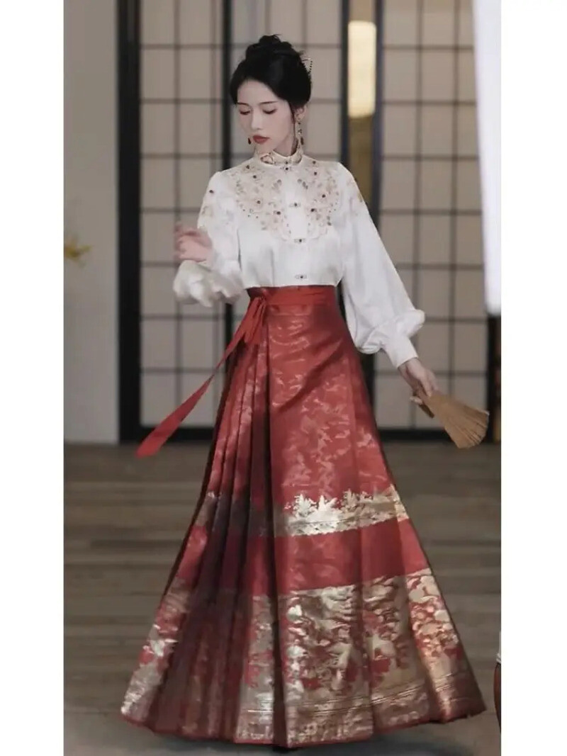 Chinese Traditional Hanfu Horse Face Skirt Set Women’s Clothing High End Hanfu
