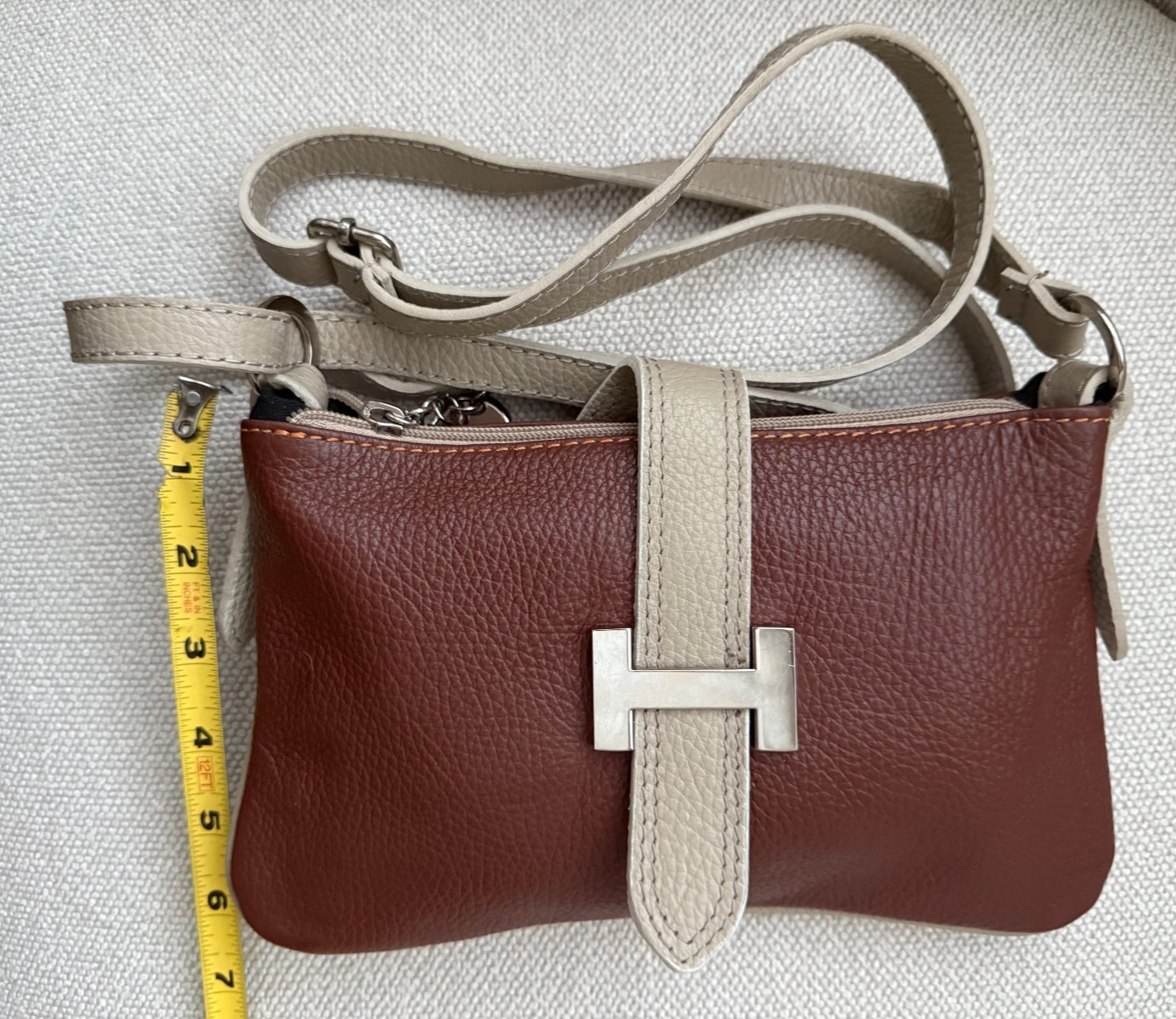 Vera Pelle Purse Brown Italian Leather Crossbody