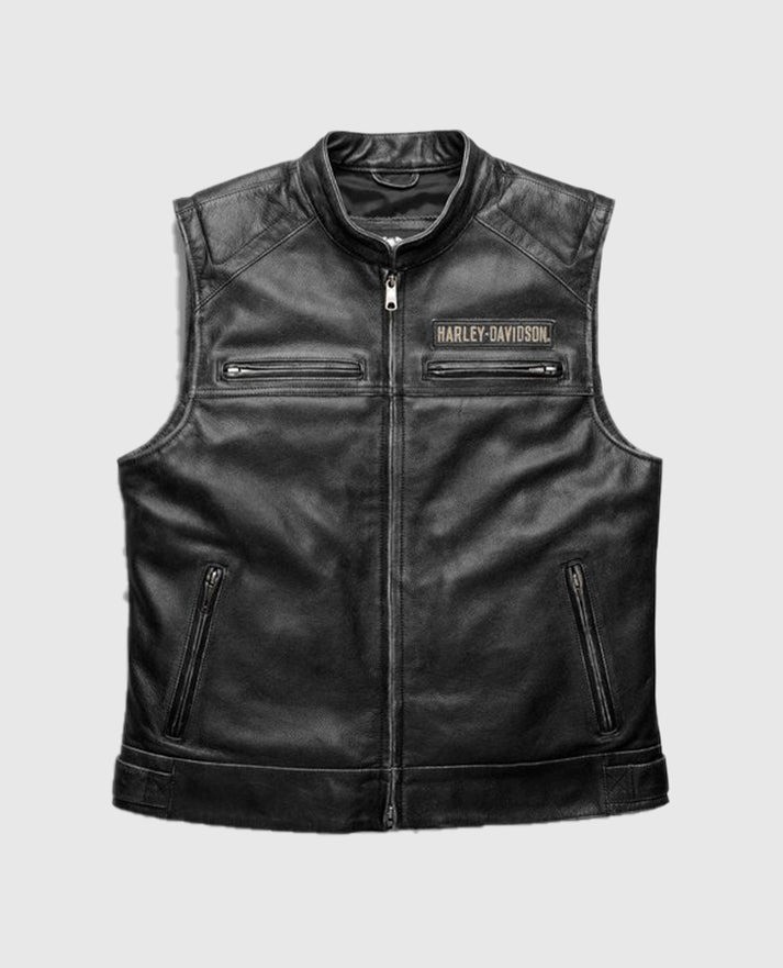 Harley Davidson’s Vest Men’s Passing Link Motorcycle Real Leather Cow Biker
