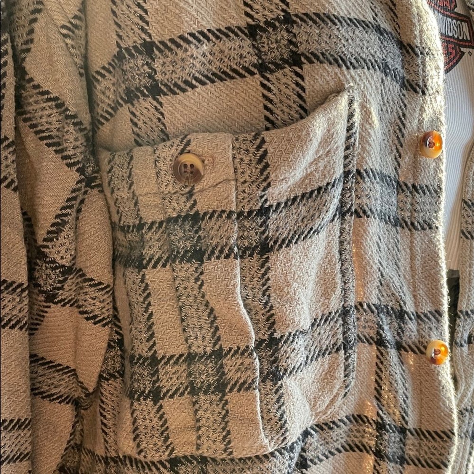Plaid Button Down Shirt – Cream and Black