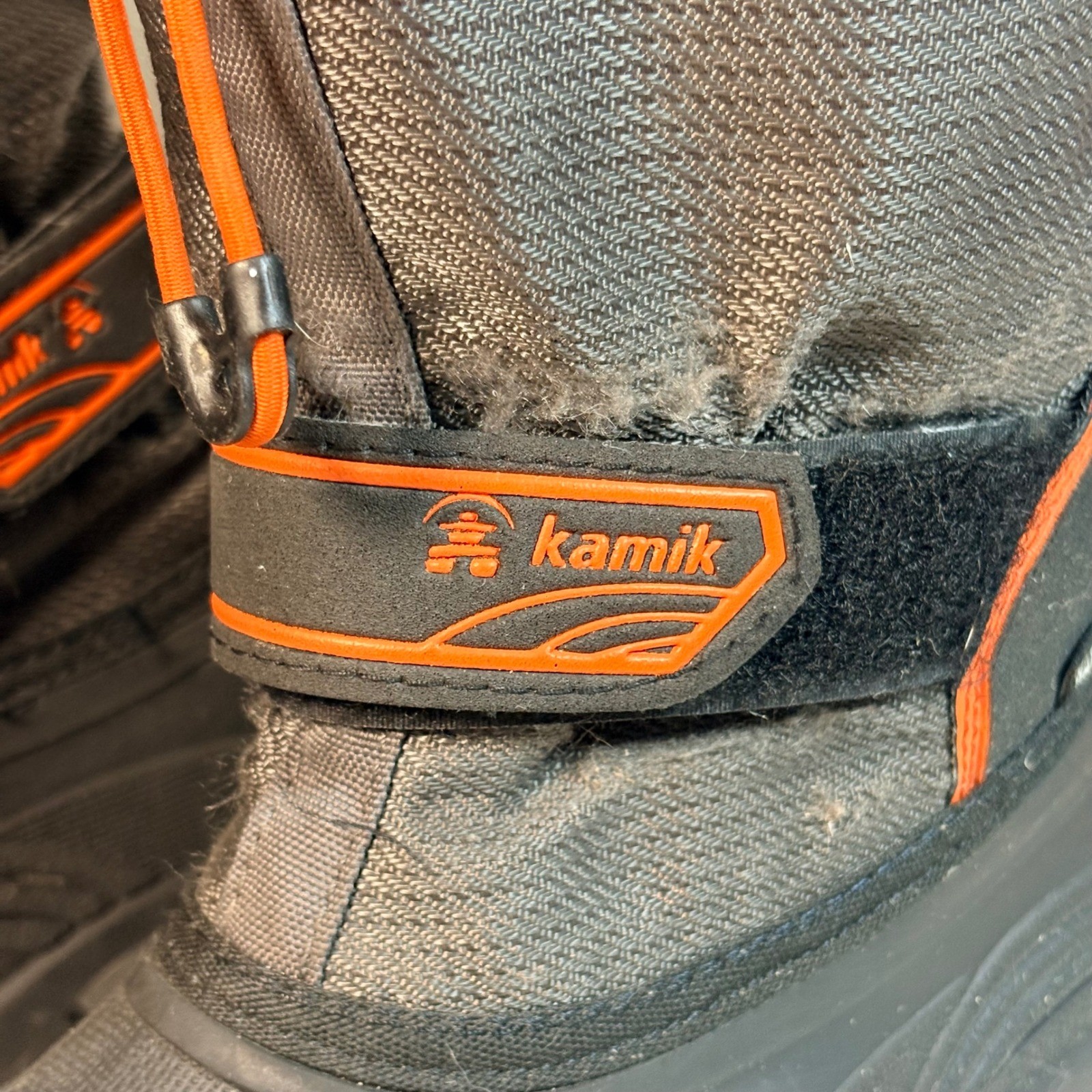 Kamik Kids Waterproof Snow Boots Charcoal Grey Orange Insulated Size 1 Winter