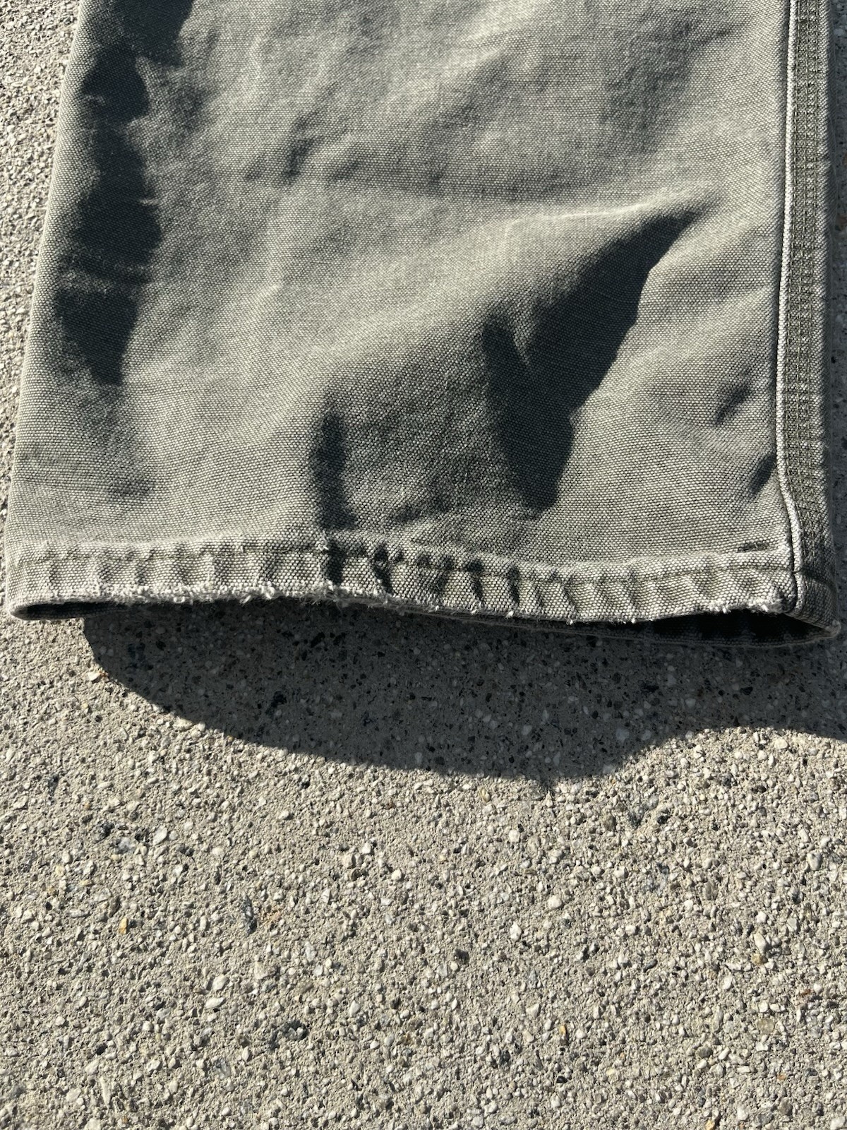Carhartt Dungaree Fit Carpenter Pants Green Khaki Faded Distressed Men’s size 40