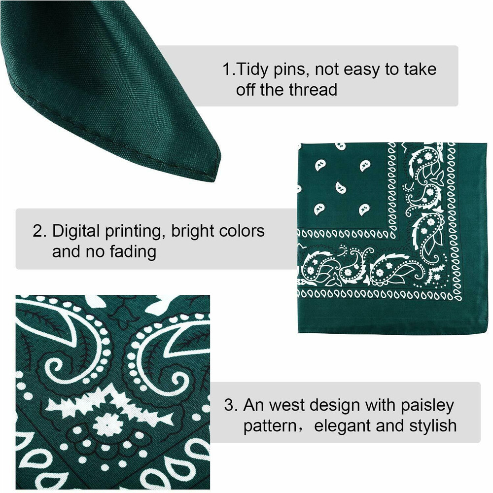 1-3Pcs Bandana 100 Cotton Paisley Print Double-Sided Scarf Head Neck Face Mask