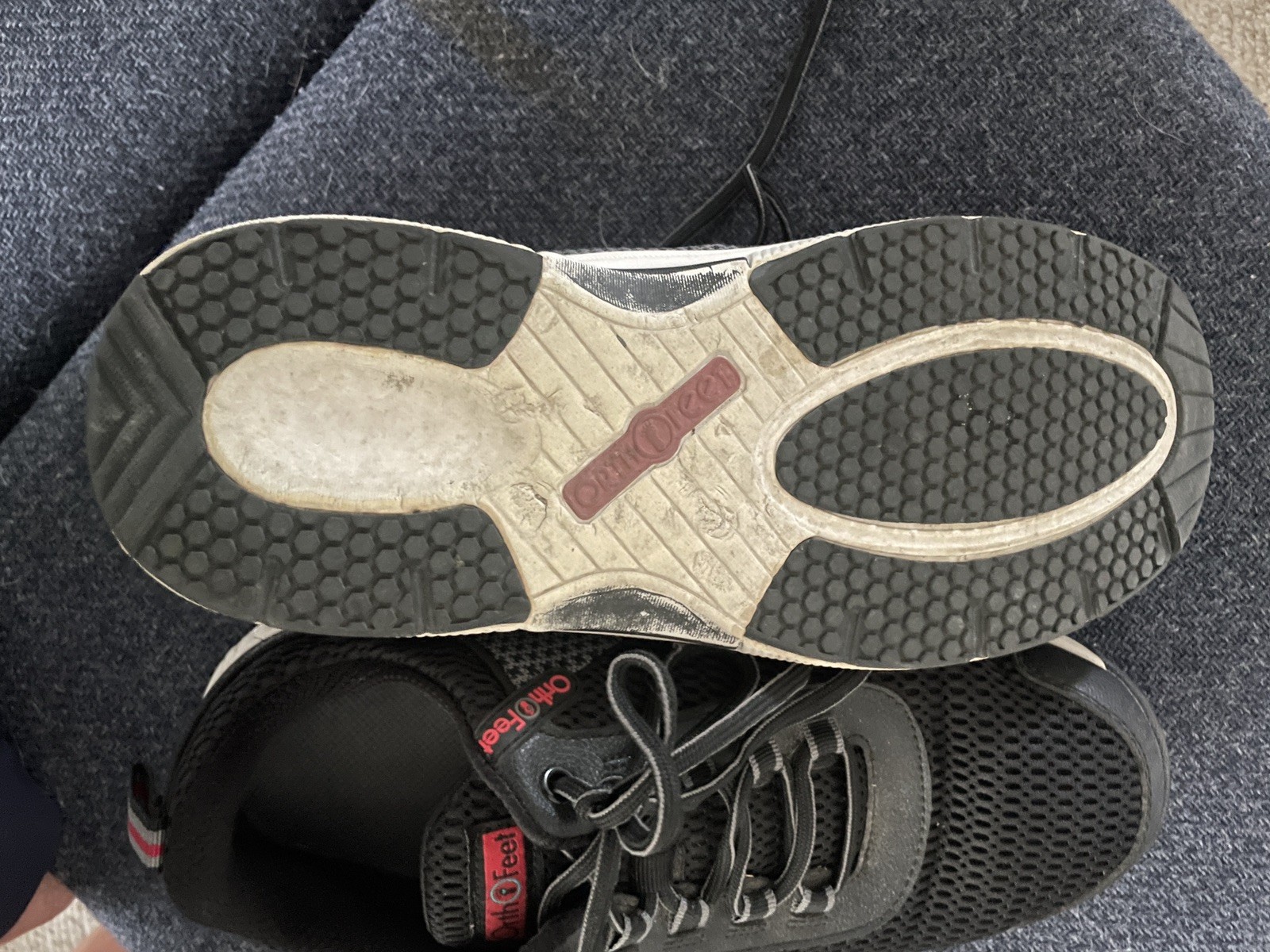 Ortho Feet Orth Feet Men’s 9.5 2E Black Gray With Red Logo And Accent Stripe Tab