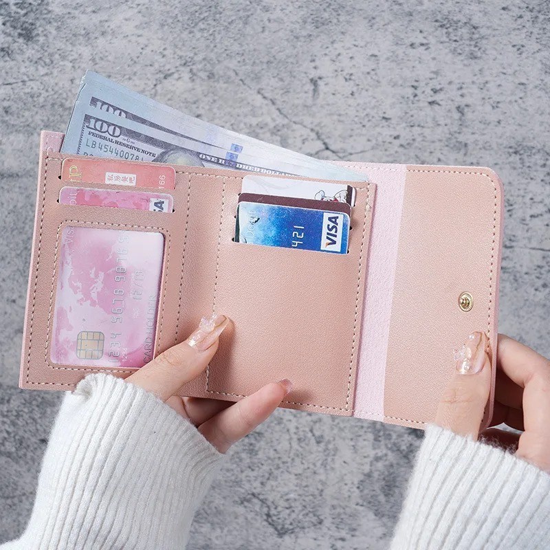 Cute Women’s Small PU Leather Wallet Credit Card Holder Coin Purse Hasp Closure