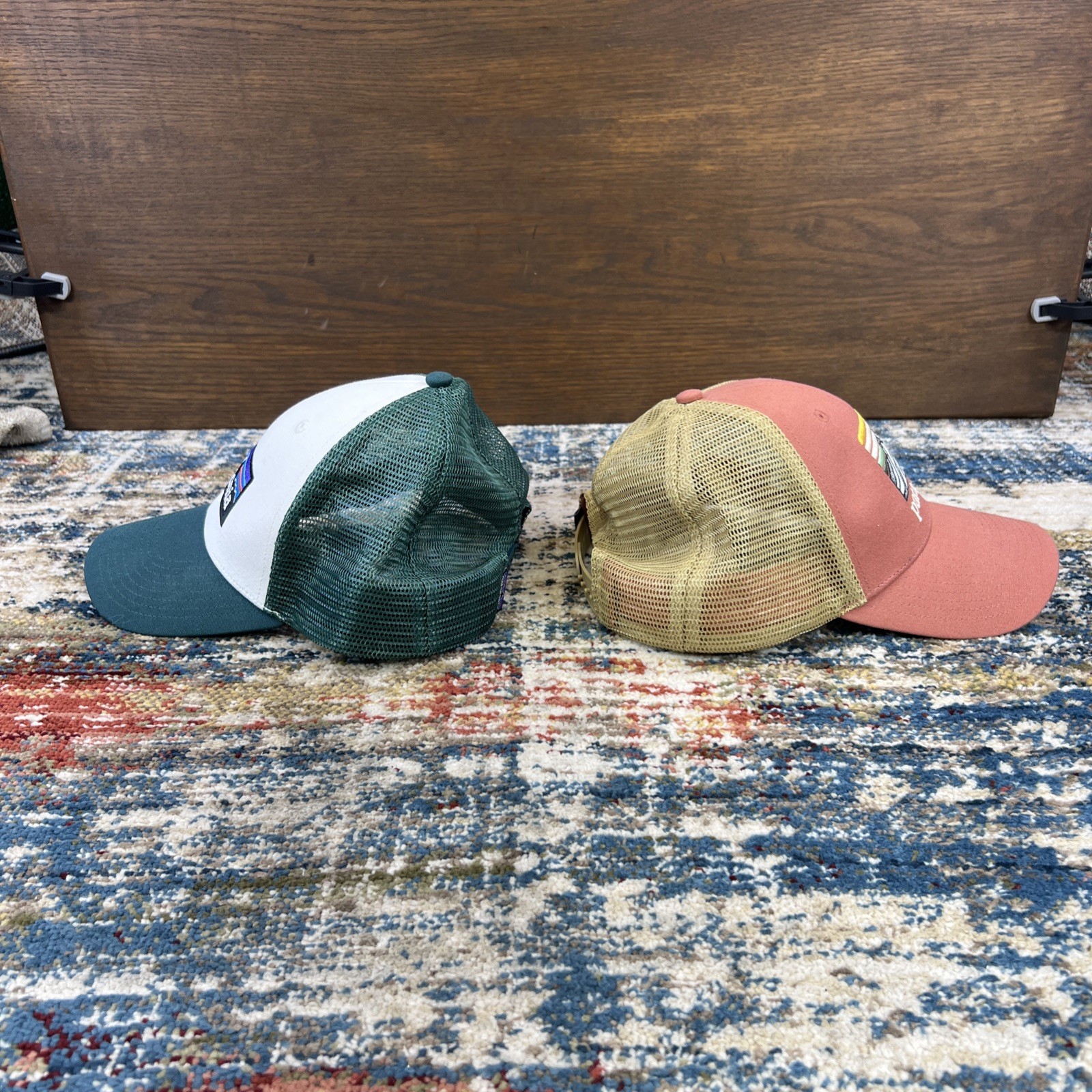 Lot of 2: Patagonia Line Logo Ridge LoPro Trucker Hat. Logo Green White x2