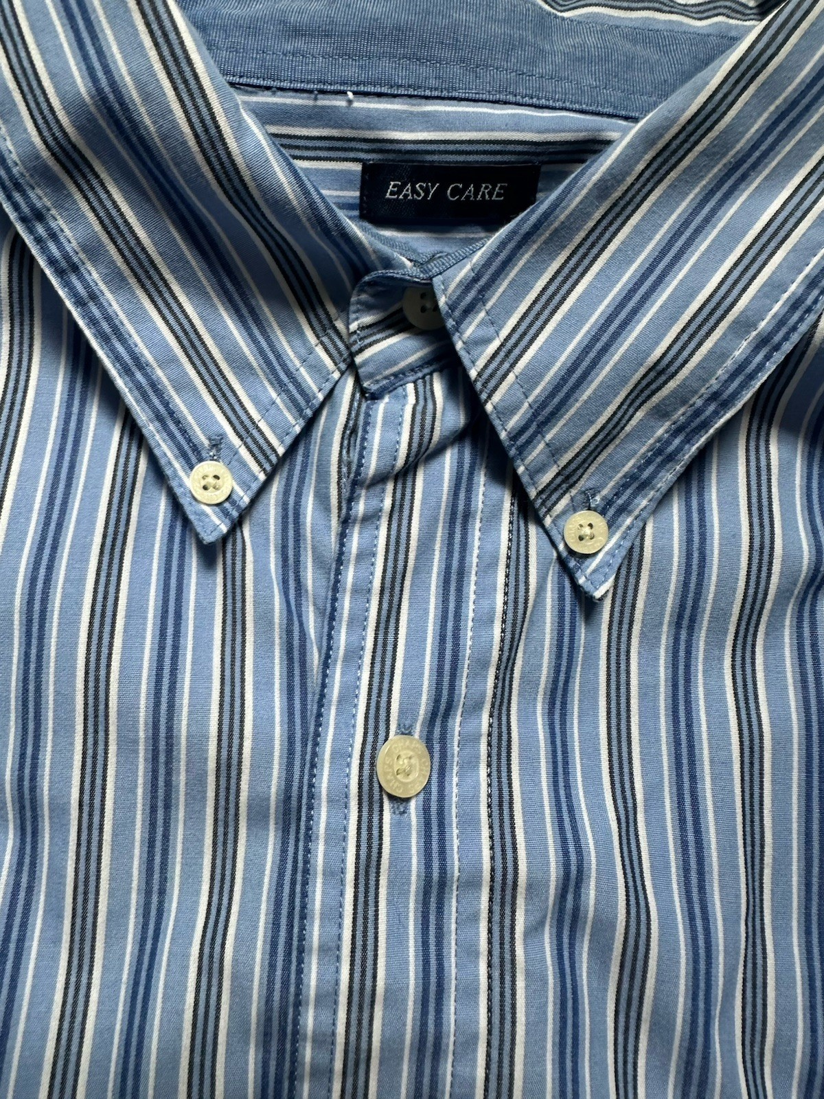 Chaps Easy Care Button Down Shirt Men’s 2XT Blue Striped Long Sleeve Cotton