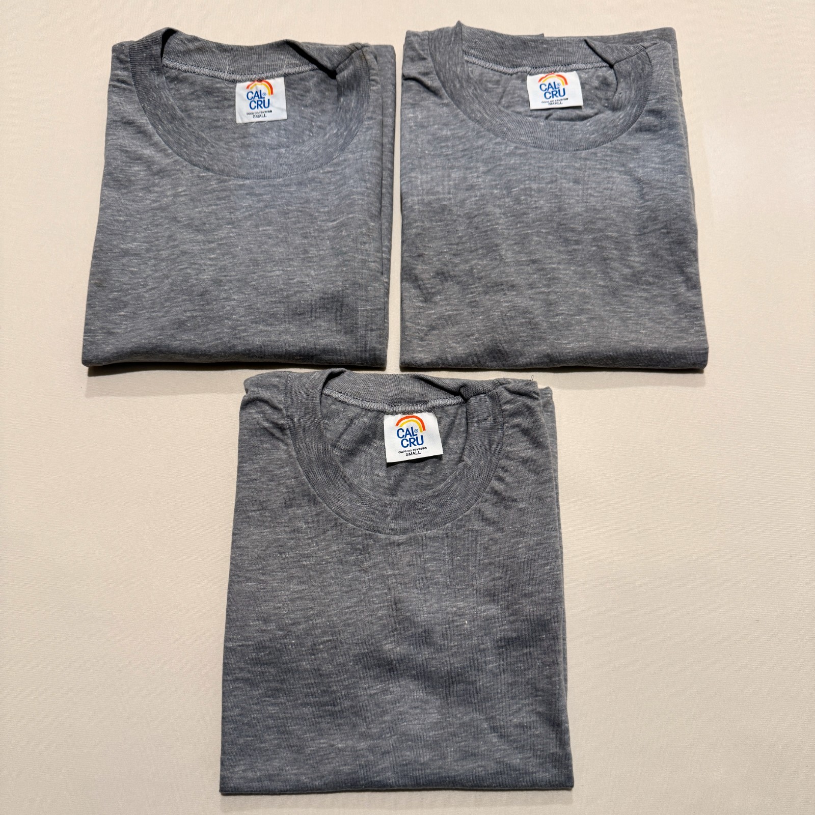 Vintage Cal Cru Blanks Adult S Gray Short Sleeve 50/50 T-Shirts Lot of 3 NOS